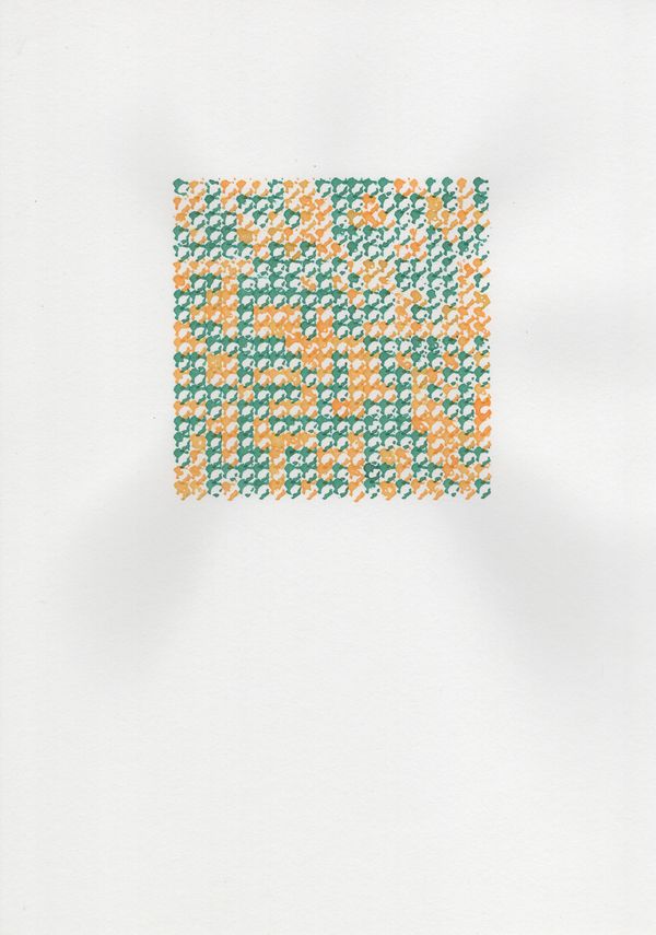 A sticky abstraction in green and yellow with an even chance.